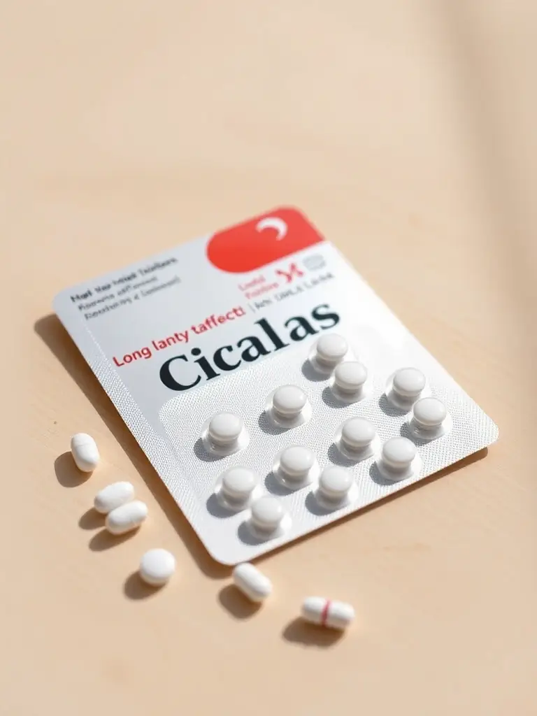 A sleek, modern image of a blister pack of Cialis pills, emphasizing its long-lasting effect and unique formulation.